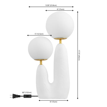 Oda 17.75" 2-Light Modern Bohemian Resin/Iron/Frosted Glass Danish Cactus LED Table Lamp - JONATHAN Y